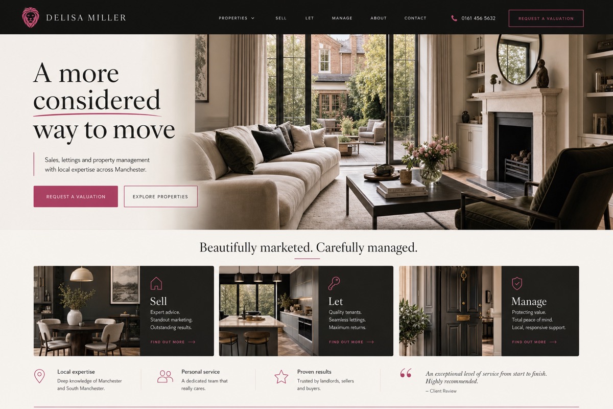 Boutique Manchester Estate Agency concept for Delisa Miller